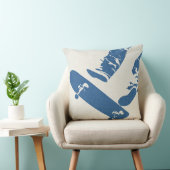 Skateboard Jump – Urban Blue & White Denim Look クッション (椅子)