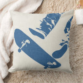 Skateboard Jump – Urban Blue & White Denim Look クッション (ブランケット)