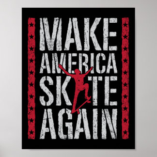 Skateboard Make America Skate Again Funny Skateboa ポスター