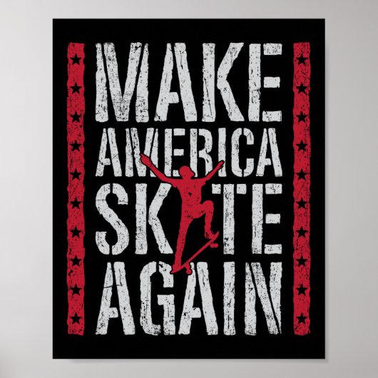 Skateboard Make America Skate Again Funny Skateboa ポスター (正面)