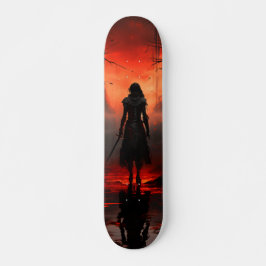 Skateboard Mujer Guerrera Al Atardecer スケートボード