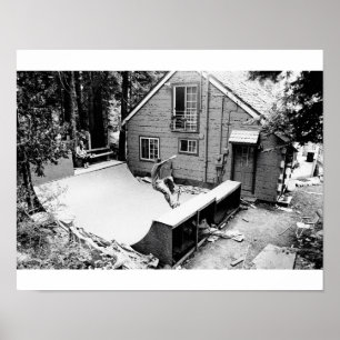 Skateboard ramp, a black and white print ポスター