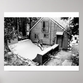 Skateboard ramp, a black and white print ポスター