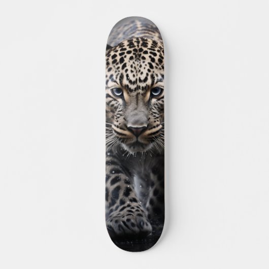  Skateboard Salvaje leopardo con mirada intensa スケートボード (正面)