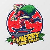 Skateboard Shop Santa Claus Skateboarder Decor ウィンドウサイン (シート)