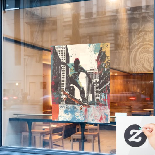 Skateboard Shop Wall Art Riding A Rail ウィンドウサイン (カフェ窓)