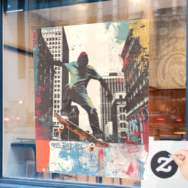 Skateboard Shop Wall Art Riding A Rail ウィンドウサイン