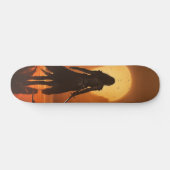 Skateboard Silueta de mujer guerrera al amanecer スケートボード (横)