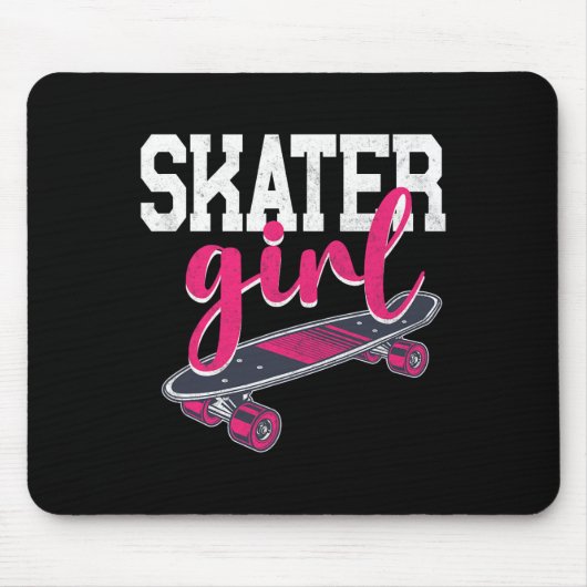 Skateboard Skater Girl Vintage マウスパッド (正面)