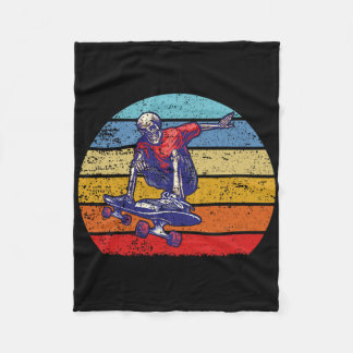 Skateboard Skeleton Skater Retro Vintage Skating  フリースブランケット