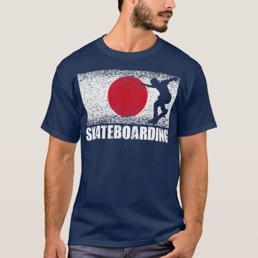 Skateboard Sport Japan Flag Japanese Tシャツ (正面)