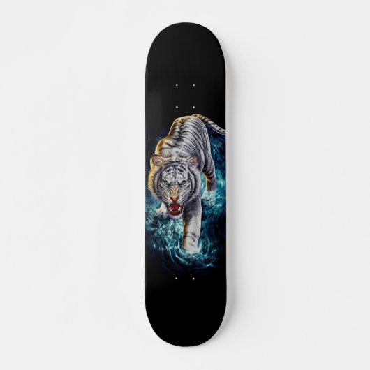 Skateboard Tigre agresivo de noche en el agua  スケートボード (正面)