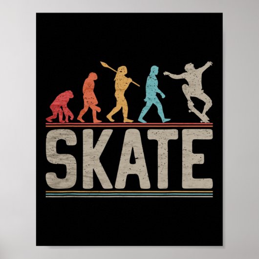 Skateboarder Evolution Skater Skateboard And Skate ポスター (正面)