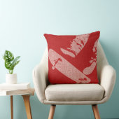 SkateBoarder Image Reverse Red/White Throw Pillow クッション (椅子)