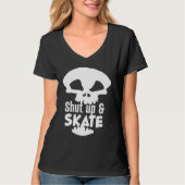 Skateboarder Skull Shut up & Skate Rad Skaters Gra Tシャツ (正面)