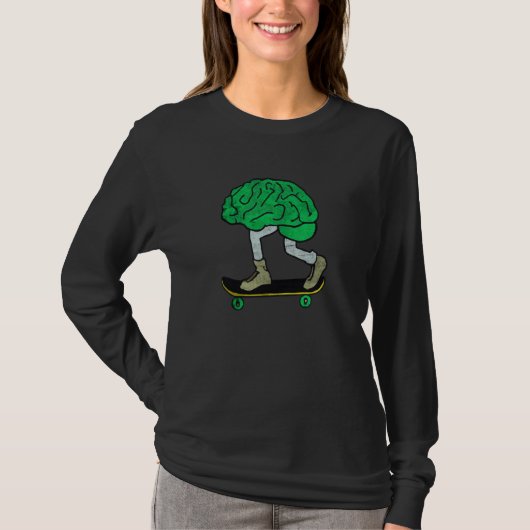 Skateboarding Brain Skateboard Skateboarder Tシャツ (正面)