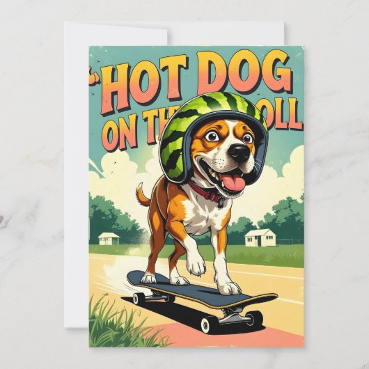 Skateboarding Dog Summer Funny Retro Beach  シーズンカード (正面)
