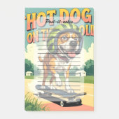 Skateboarding Dog Summer Funny Retro Beach ポストイット (正面)