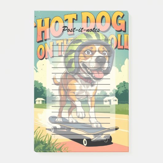 Skateboarding Dog Summer Funny Retro Beach  ポストイット (正面)