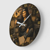 Skateboarding Funny Mona Lisa Skater Gift ラージ壁時計 (傾斜)