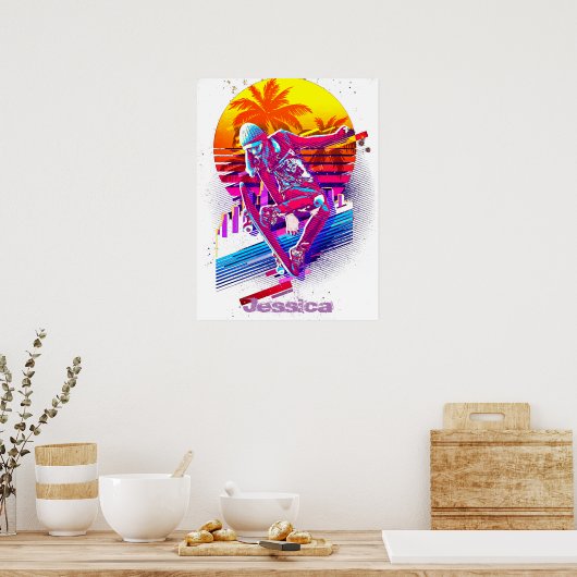 Skateboarding Girl ポスター (キッチン)