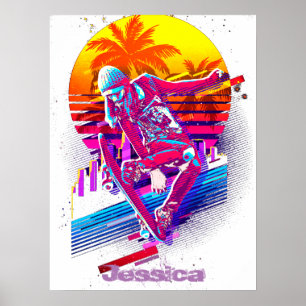 Skateboarding Girl ポスター