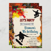Skateboarding graffiti birthday party invitation 招待状 (正面/裏面)