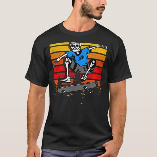 Skateboarding Graphic Skater Skeleton Tシャツ (正面)