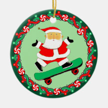 Skateboarding Holiday Gift Ceramic Ornament