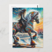 Skateboarding Horse and Rider ポストカード (正面/裏面)