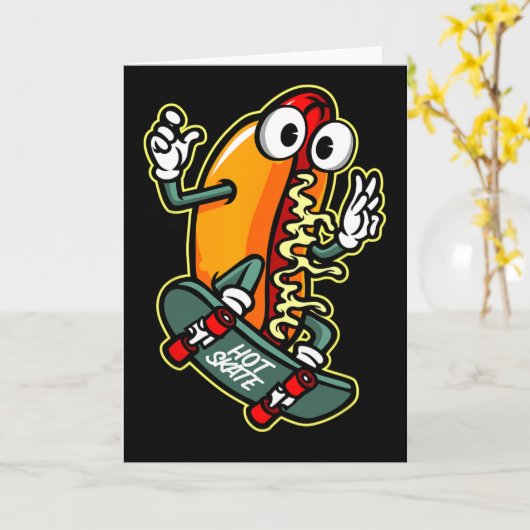 Skateboarding Hot Dog  カード (黄色い花)