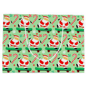 Skateboarding Santa Christmas Holiday ラージペーパーバッグ (裏面)