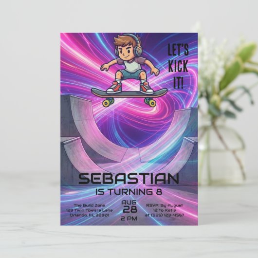 Skateboarding | Skater Birthday Party 招待状 (スタンド正面)