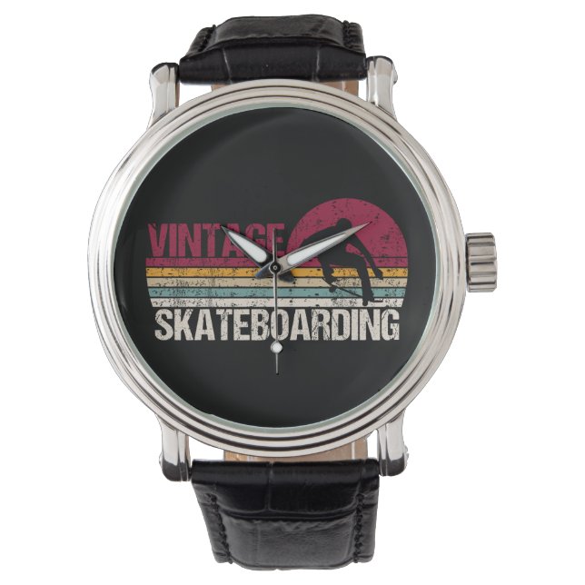 Skateboarding Skater Vintage Retro 腕時計 (正面)