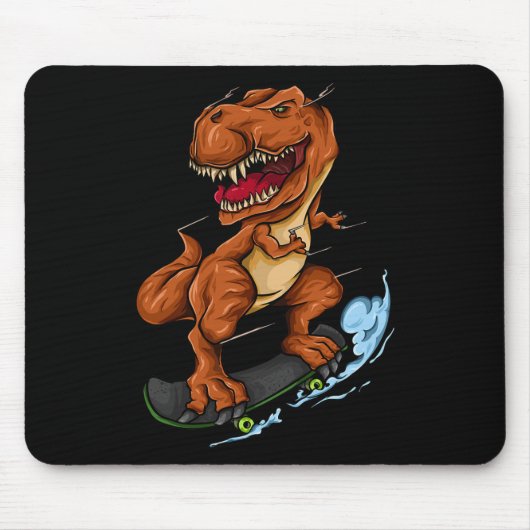 Skateboarding T-rex - Cute Trex Dinosaur Skateboar マウスパッド (正面)