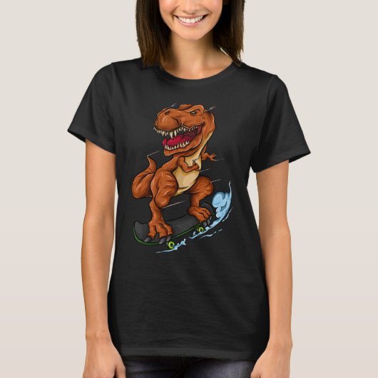 Skateboarding T-rex - Cute Trex Dinosaur Skateboar Tシャツ (正面)