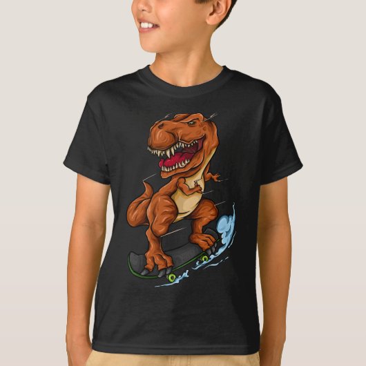 Skateboarding T-rex - Cute Trex Dinosaur Skateboar Tシャツ (正面)