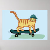 Skateboarding Tabby Cat ポスター (正面)