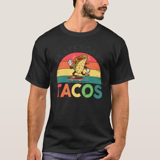 Skateboarding Tacos   Cute Taco Skater Tシャツ (正面)
