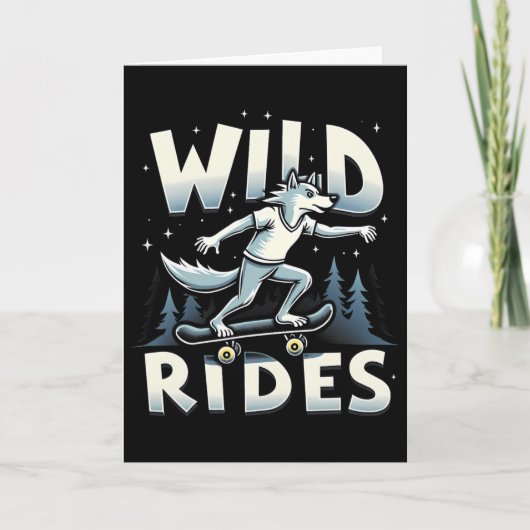 Skateboarding Wolf Spirit Animal Wolf Wild Rides  カード (正面)