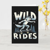 Skateboarding Wolf Spirit Animal Wolf Wild Rides  カード (黄色い花)