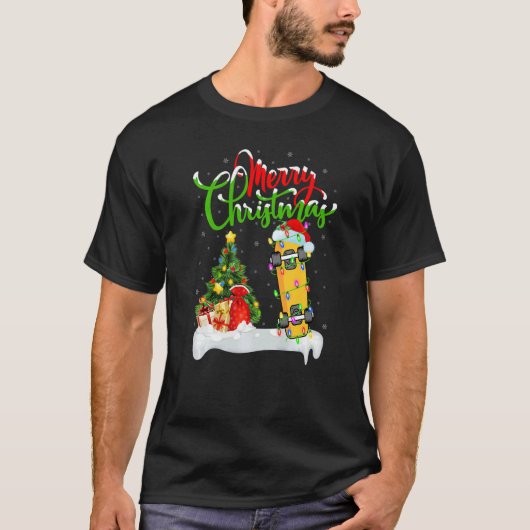 Skateboarding  Xmas Decorations Skateboarding Chri Tシャツ (正面)