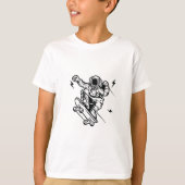 Skater Astronaut Black Line Art Tee Tシャツ (正面)