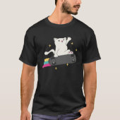 Skater Cat Rainbow Skateboard Cool Skater Kitty Tシャツ (正面)