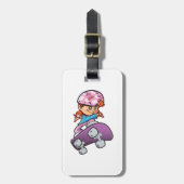 Skater Girl Fun Pink Helmet Skateboard ラゲッジタグ (正面縦)