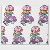 Skater Girl Fun Pink Helmet Skateboard ラッピングペーパー (フラット)