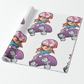 Skater Girl Fun Pink Helmet Skateboard ラッピングペーパー (アンロールド)