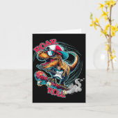 Skater Guitar T-rex Roar Roll Dinosaur For Boys Me カード (黄色い花)