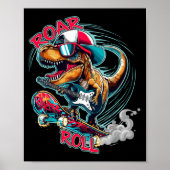 Skater Guitar T-rex Roar Roll Dinosaur For Boys Me ポスター (正面)