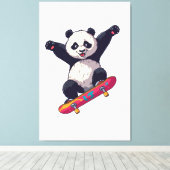 Skater Panda Canvas – Skateboarding Panda Wall Art キャンバスプリント (インサイチュ (ウッドフロア))